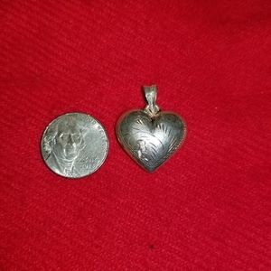 Puffy sterling silver etched heart charm